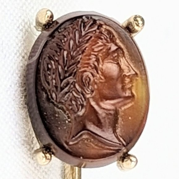 Assorted Vintage Stick Pins, Hat Pins, Coat Pin Orange Bird Caesar Cameo Diamond - Picture 6 of 9